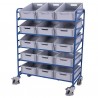 Chariot porte-bacs inclinable norme europe avec 15 bacs