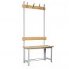 Banc bois et acier pour vestiaire avec patères