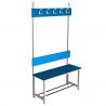 Banc pour vestiaire structure inox avec patères et repose chaussures