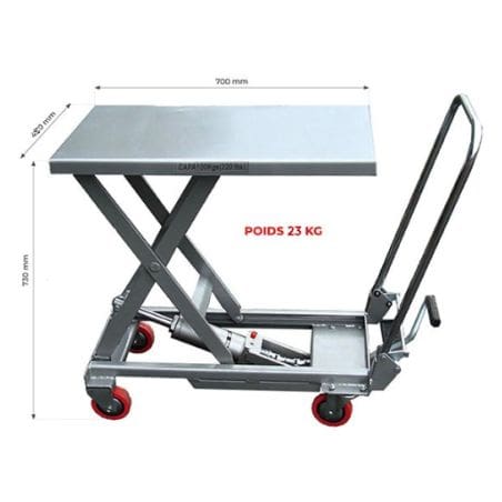 Table élévatrice semi inox 100kg
