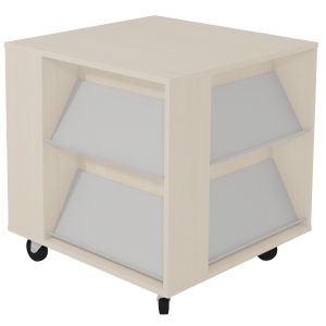 Table à nouveautés mobile mélaminé 4 tablettes époxy