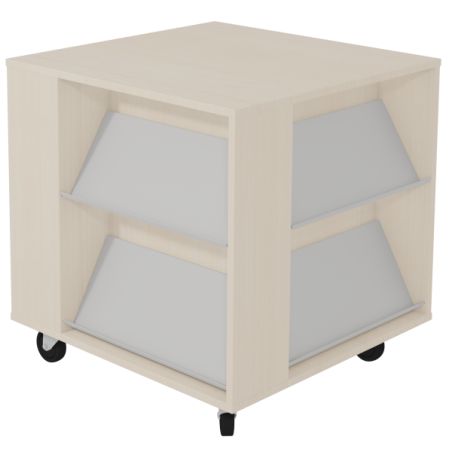 Table à nouveautés mobile mélaminé 4 tablettes époxy
