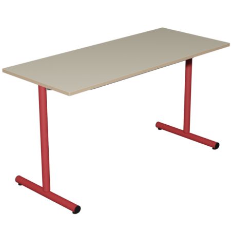 Table plateau stratifié chant bois piètement époxy