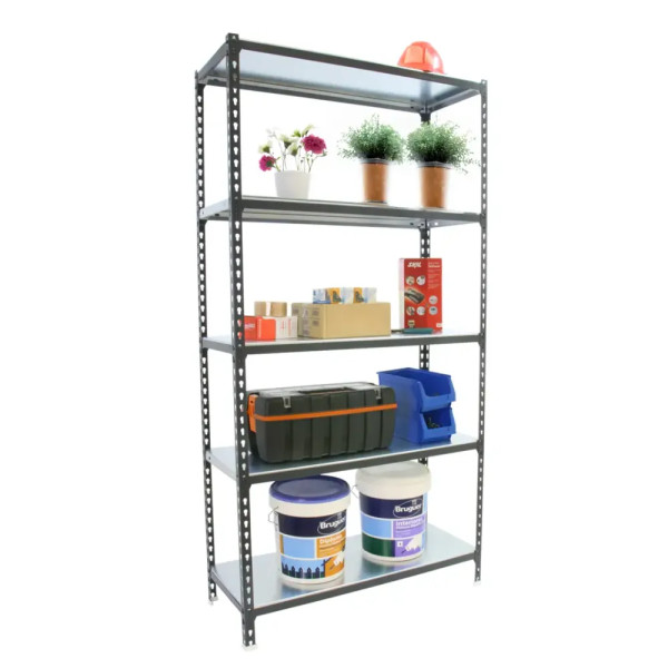 Kit rayonnage métallique avec 5 tablettes galvanisées