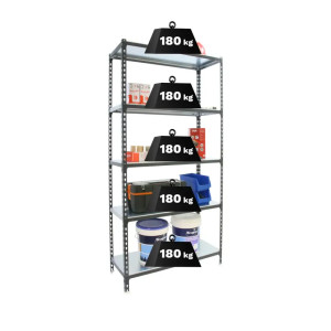 Kit rayonnage métallique avec 5 tablettes galvanisées