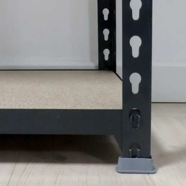Kit de rayonnage métallique avec 5 tablettes bois