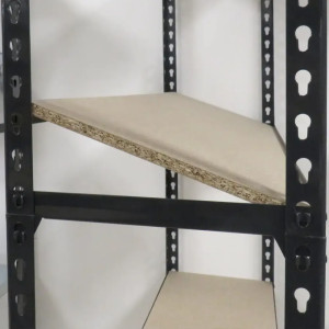 Kit de rayonnage métallique avec 5 tablettes bois