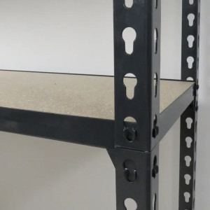 Kit de rayonnage métallique avec 5 tablettes bois