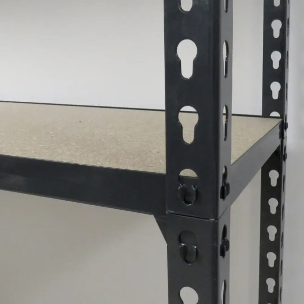 Kit de rayonnage métallique avec 5 tablettes bois