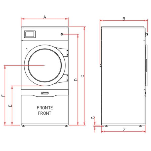 Sèche linge inox rotation alternée 18kg