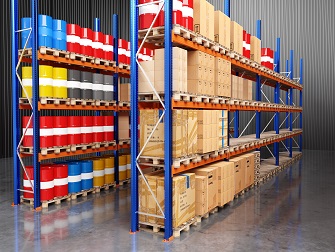 industrial,company,warehouse.,logistic,warehouse,with,racks.,boxes,and,barrels